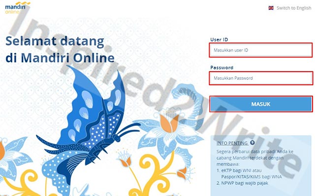 Login ke Mandiri Online Internet Banking